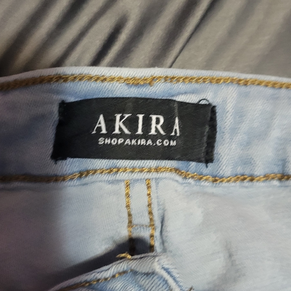 AKIRA Light Blue Distressed Skinny Jeans Sz 17 - Picture 5 of 6